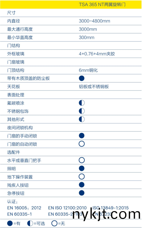 盖泽旋转门TSA 365 NT 盖泽旋转门TSA 365 NT