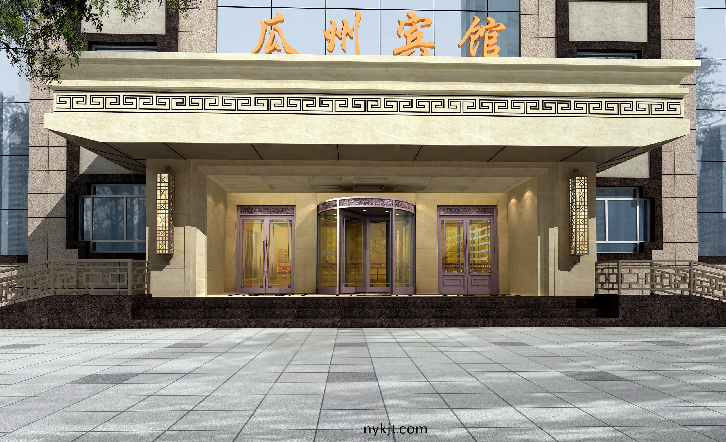 01-宾馆三翼旋转门