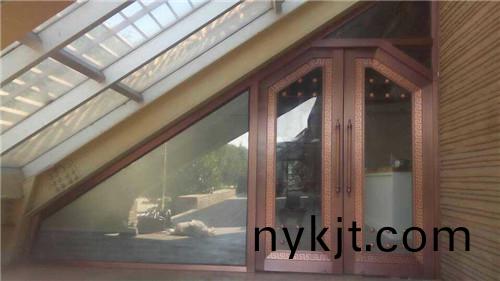 室内对开玻璃铜门