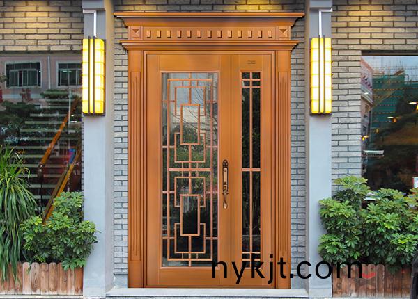 别墅子母玻璃铜门