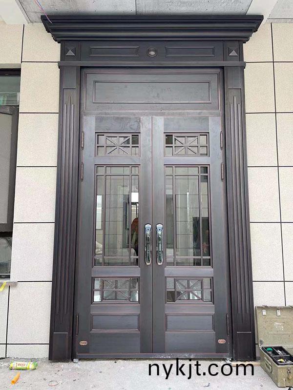 渭南蒲城农村别墅铜门,带推拉纱网门 渭南蒲城农村别墅铜门,带推拉纱网门